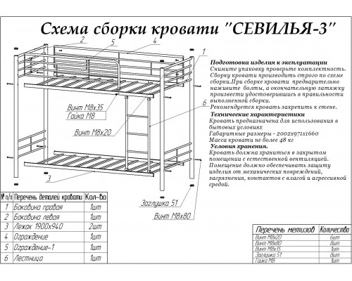 Кровать двухъярусная Севилья-3П