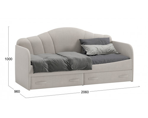 Кровать с мягкой спинкой и ящиками Сабрина (900)
