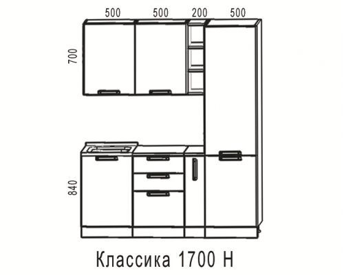 Кухонный гарнитур Классика 1700 Н, 1 категория