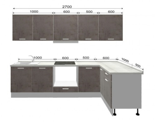 Кухонный гарнитур Классика 2700х1500, 1 категория